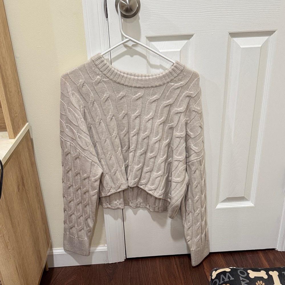 Aritzia Beige Cable Knit Sweater